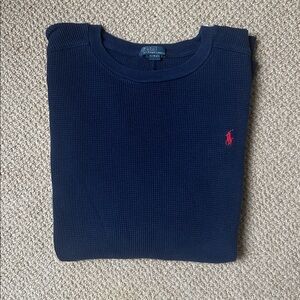 Ralph Lauren Blue Waffle Knit Long Sleeve Top